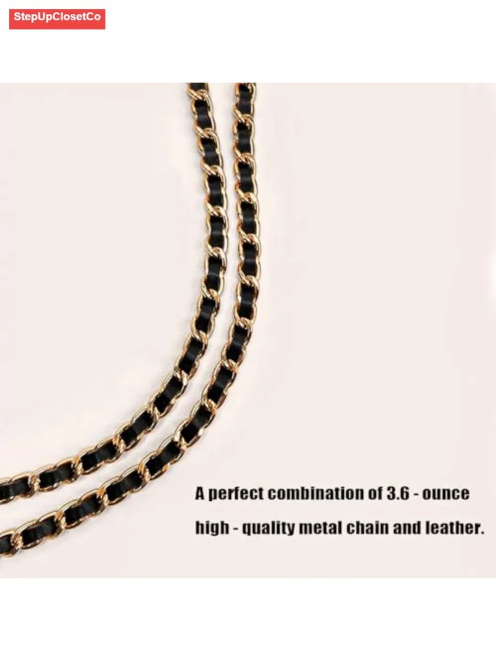 Women's Chain Belt with Detachable Pouch, Metal & PU Leather Braided Waist